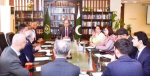 Federal Minister for Finance and Revenue, Senator Muhammad Aurangzeb, held a meeting with a TPG delegation led by Mr. Jide Olanrewaju at the Finance Division.