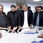 Federal Minister for Interior Mohsin Naqvi, Chief Minister Balochistan Mir Sarfaraz Bugti and Provincial Ministers are visiting the people injured in the railway station bomb blast at Civil Hospital