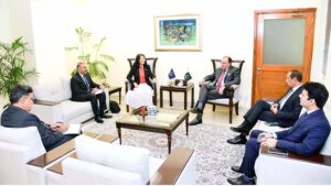 Ms. Emma Fan, the New Country Director of the Asian Development Bank (ADB) in Pakistan, called on the Federal Minister for Finance and Revenue, Senator Muhammad Aurangzeb, at the Finance Division.