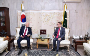 Federal Minister for Maritime Affairs, Qaiser Ahmed Shaikh in meeting with Park Ki Jin, Ambassador of Republic of Korea