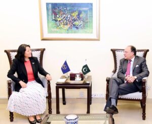 Ms. Emma Fan, the New Country Director of the Asian Development Bank (ADB) in Pakistan, called on the Federal Minister for Finance and Revenue, Senator Muhammad Aurangzeb, at the Finance Division.