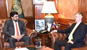 Russian Ambassador Albert Khorev meets with Governor Sindh Kamran Khan Tessori at Governor House.
