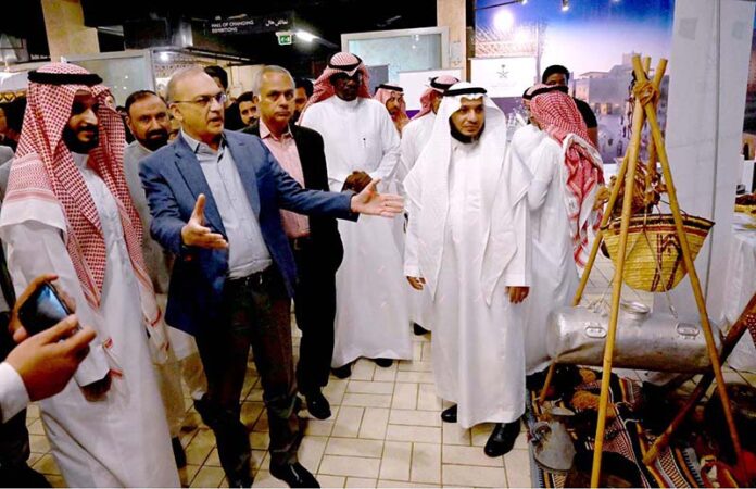 Secretary of the National Heritage and Culture Division, Hassan Nasir Jamy, visit on the Saudi Arabia Embassy stall during the opening ceremony of the 'Annual Ten-Day Folk Festival Lok Mela' at Lok Virsa in the federal capital