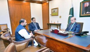 MNA Aurangzeb Khichi calls on Prime Minister Muhammad Shehbaz Sharif at Parliament House.