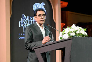Federal Minister For Science & Technology Dr. Khalid Maqbool Siddique addressing during Inaugural Ceremony of the “Pakistan Institute of Fashion & Design (PIFD) at Mohatta Palace Museum.