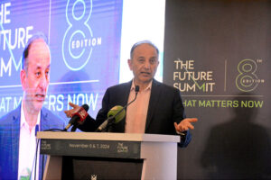 Federal Minister for Petroleum, Dr. Musadik Malik addressing the Eighth Edition of Future Summit as a keynote speaker