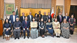 Ambassador of Japan to Pakistan, WADA Mitsuhiro confers the “Japanese Ambassador’s Commendations to Ms TAKAGAKI Elli at a ceremony at his official residence.