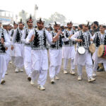 A display of Chitrali cultural dance adds color to the horse and cattle show organized by the Directorate General of Sports Khyber Pakhtunkhwa at Col Sher Khan Stadium