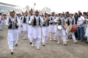 A display of Chitrali cultural dance adds color to the horse and cattle show organized by the Directorate General of Sports Khyber Pakhtunkhwa at Col Sher Khan Stadium