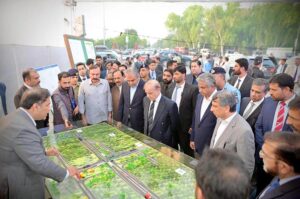 Prime Minister Muhammad Shehbaz Sharif receives briefing regarding easing traffic congestion at Serena Chowk & Convention Centre Chowk.
