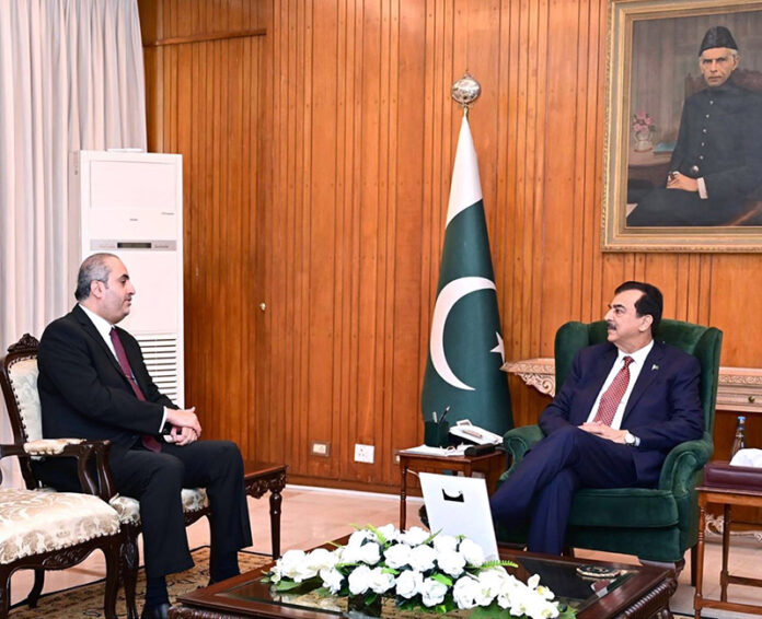 Ambassador of the State of Qatar, Ali Mubarak Ali Essa Al-Khater, calls on the Acting President Syed Yousaf Raza Gilani, at Aiwan-e-Sadr