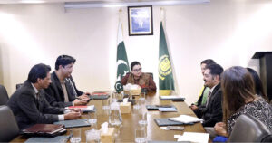 Minister of State for IT and Telecommunication Ms. Shaza Fatima Khawaja in a meeting with World Bank delegation