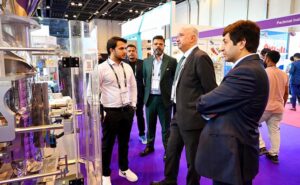 Ambassador Faisal Niaz Tirmizi, Pakistan’s Envoy to UAE along with Hussain Muhammad, Consul General visits a stall at the Pakistan Pavilion during the 10th Edition of Gulfood Manufacturing.