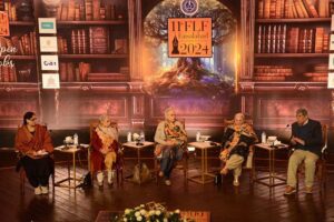 Intellectuals engage in discussions during the 11th Faisalabad Literary Festival 2024 at the Nusrat Fateh Ali Khan Auditorium, organized by Faisalabad Arts Council.