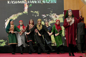 Students performing a Kashmir song and dance during the opening ceremony of "Kashmir Janat Nazeer" 2-day Kashmir kay Rung Festival at IMCG F-8/1