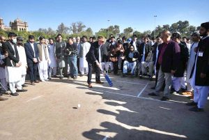 ICRC Pakistan Head Nicolas Lambert inaugurating the disabled person cricket match during International Day of the People with Disabilities at Islamia College