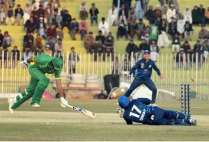 Markhor batter Saad Masood run out in a T20 cricket match between Panthers vs. CMT Markhors teams during Bahria Town Pakistan Champions T20 Cup 2024-25 match at Rawalpindi Cricket Stadium
