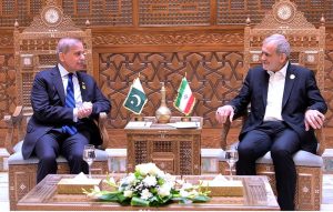 Prime Minister Muhammad Shehbaz Sharif meets the President of Iran, H.E. Masoud Pezeshkian along the sidelines of the 11th D-8 Summit