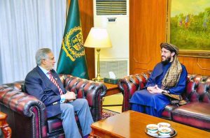 Chargé d'affaires of Afghanistan, Sardar Ahmad Shakeeb called on Deputy Prime Minister and Foreign Minister Senator Muhammad Ishaq Dar at Ministry of Foreign Affairs.