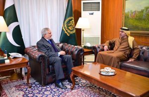 Ambassador of the UAE, Hamad Obaid Ibrahim Al Zaabi, calls on Deputy Prime Minister and Foreign Minister Senator Mohammad Ishaq Dar at Ministry of Foreign Affairs.