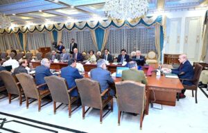 Prime Minister Muhammad Shehbaz Sharif chairing a review meeting regarding sending Pakistani students to China on modern agricultural training scholarships.