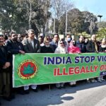 Prime Minister AJK Chaudhry Anwar-ul-Haq along with Convener of All Parties Hurriyat Conference Azad Jammu and Kashmir (APHC-AJK) leading a protest demonstration in front of the Indian High Commission organized by All Parties Hurriyat Conference to observe the Indian Republic Day as Black Day