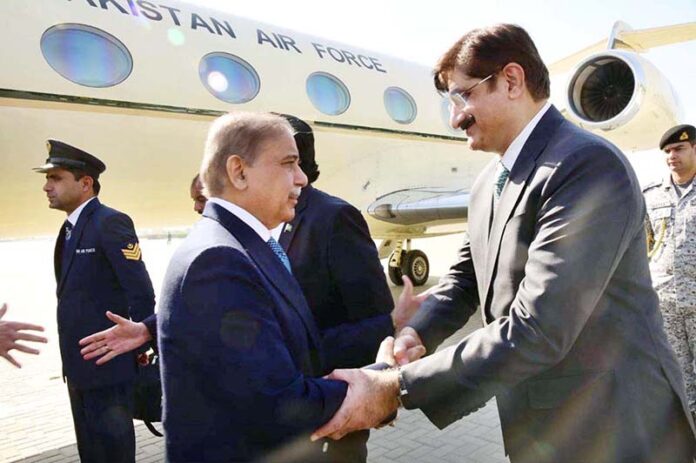 Prime Minister Muhammad Shehbaz Sharif reaches Karachi on day long visit