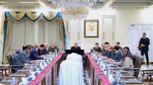 Prime Minister Muhammad Shehbaz Sharif chairing a review meeting regarding sending Pakistani students to China on modern agricultural training scholarships.