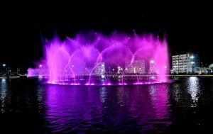 A stunning view of Pakistan’s biggest dancing fountain show illuminating at Parkview city Downtown Islamabad
