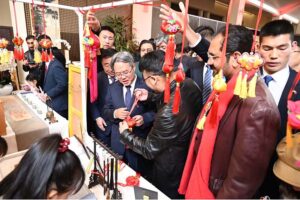 Ambassador of China to Pakistan, Jiang Zaidong visiting stalls during an event regarding Chinese New Year