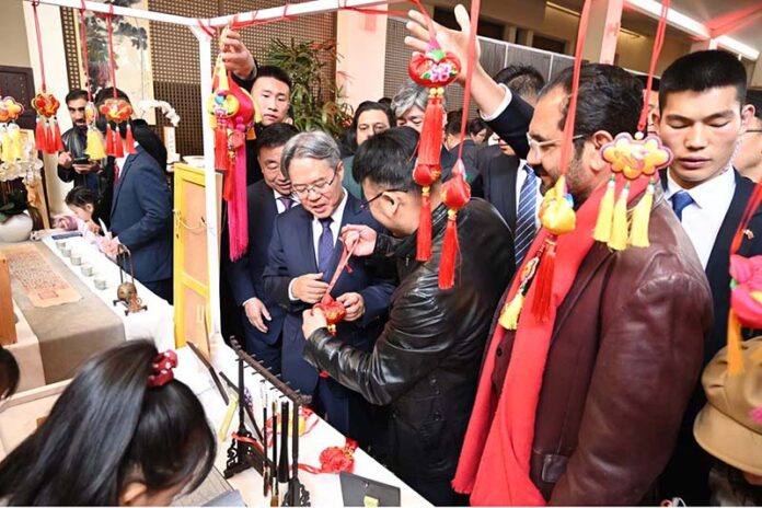 Ambassador of China to Pakistan, Jiang Zaidong visiting stalls during an event regarding Chinese New Year