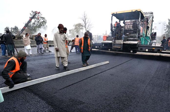 The road is being carpeted by heavy machinery as the Serena Chowk Interchange Project nears completion, soon to open for normal traffic, marking a key milestone in the Federal Capital