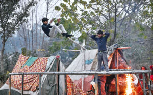 Youngsters enjoy jumping on trampoline in the Federal Capital