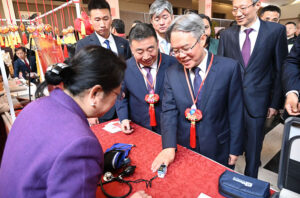 Ambassador of China to Pakistan, Jiang Zaidong visiting stalls during an event regarding Chinese New Year