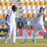 Pakistan's Kashif Ali bowls during the first day of the second Test cricket match between Pakistan and West Indies at the Multan Cricket Stadium
