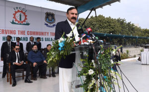 PML-N leader Dr. Tariq Fazal Chaudhry addressing at opening ceremony of health & Fitness Gala at Police Lines