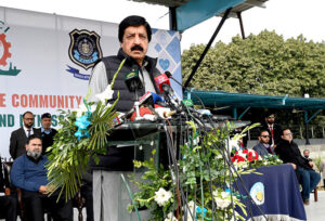 Punjab Governor, Sardar Saleem Haider Khan addressing at opening ceremony of health & Fitness Gala at Police Lines
