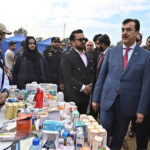 Chairman Senate of Pakistan, Syed Yousaf Raza Gillani visiting stalls at opening ceremony of health & Fitness Gala at Police Lines