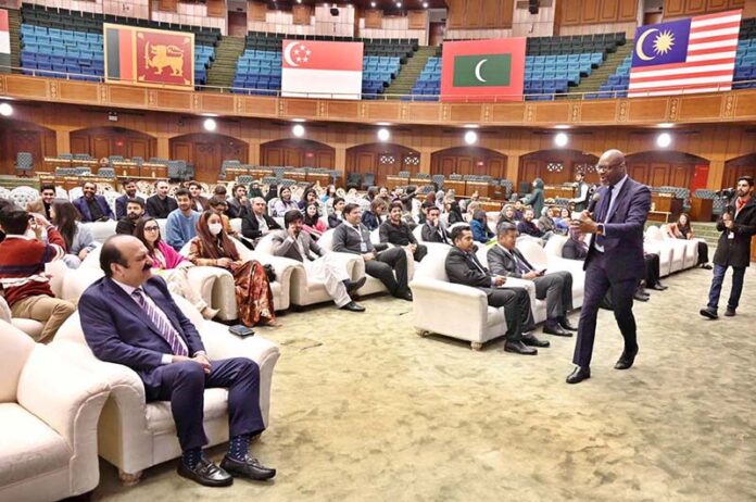 Head of delegation Commonwealth Secretariat Layne Robinson briefs during Asia Regional Youth Ministers Meeting