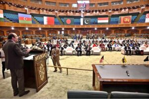 Chairman Prime Minister’s Youth Program (PMYP), Rana Mashhood Ahmad Khan along with delegates of the Commonwealth Asia Youth Alliance (CAYA) Summit addressing a joint press conference at Convention Center