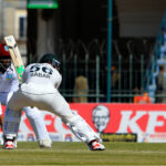 Pakistan's Babar Azam clean bowled by West Indies' Gudakesh Motie during the first day of the second Test cricket match between Pakistan and West Indies at the Multan Cricket Stadium