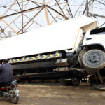 A road accident at Amar Sadhu as a truck overturns, causing damage and disrupting traffic in the provincial capital