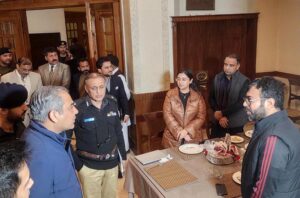 Federal Minister for Interior Mohsin Naqvi meeting the under training officers during his visit to National Police Academy.