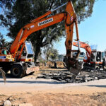 Heavy machinery being used for construction work of Serena Chowk Underpass Project during development work in Federal Capital
