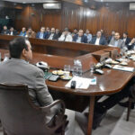 Federal Minister for Planning, Development & Special Initiatives,Ahsan Iqbal and Sindh Minister for Energy,Syed Nasir Hussain Shah presiding over a meeting regarding federally -funded PSDP projects at the Sindh Secretariat