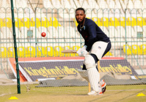 West Indies players attend a practice session ahead of the second Test Cricket Match against Pakistan at Multan Cricket Stadium.