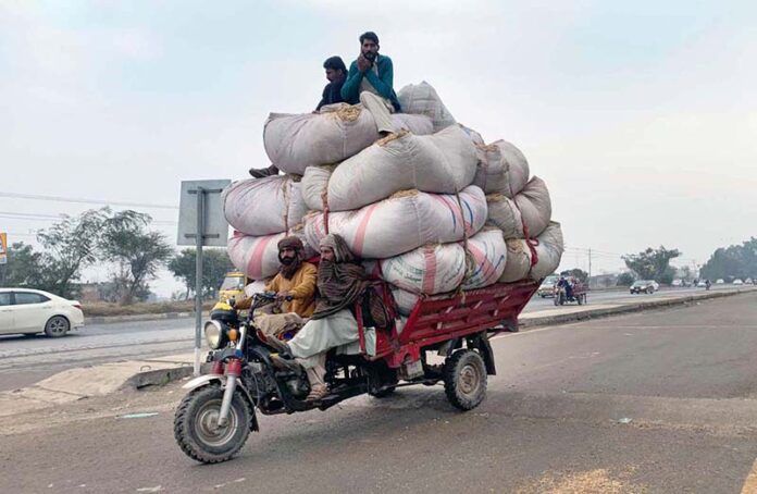 Overloaded delivery tricycles carrying passengers and hay bundles pose a serious accident risk on a highway in the federal capital, urging authorities to take action