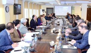 Federal Minister for Finance and Revenue Senator Muhammad Aurangzeb chairing the 3rd meeting of the Revenue Mobilisation, Investment and Trade Programme (REMIT) Steering Committee at the Finance Division.