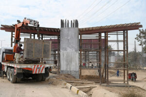 Laborers busy construction of 10th Avenue bridge in the federal capital