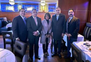 Federal Minister for Interior Mohsin Naqvi attending a dinner reception hosted by US Congressmen Henry Cuellar and Maxine Waters during his official visit to the United States.